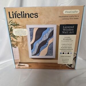 Lifelines Layered Wooden Wall Art - Blue and Tan